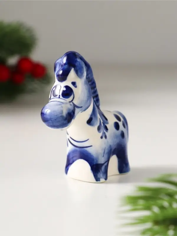 Сувенир Лошарик, 6х6х2см, гжель Сувенир Лошарик, 6х6х2см, гжель