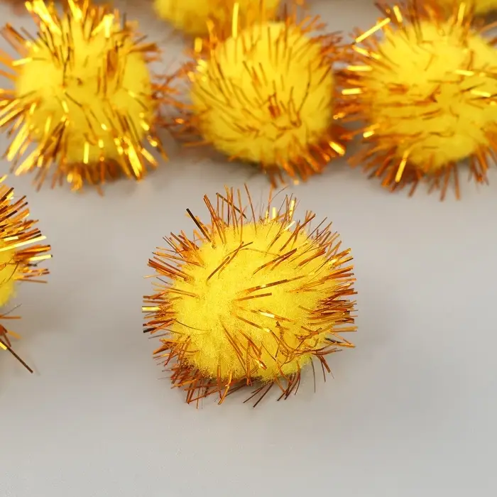 Текстильные детали для декора «Бомбошки», набор 25 шт., размер 1 шт. — 2 см, цвет жёлтый Текстильные детали для декора «Бомбошки», набор 25 шт., размер 1 шт. — 2 см, цвет жёлтый