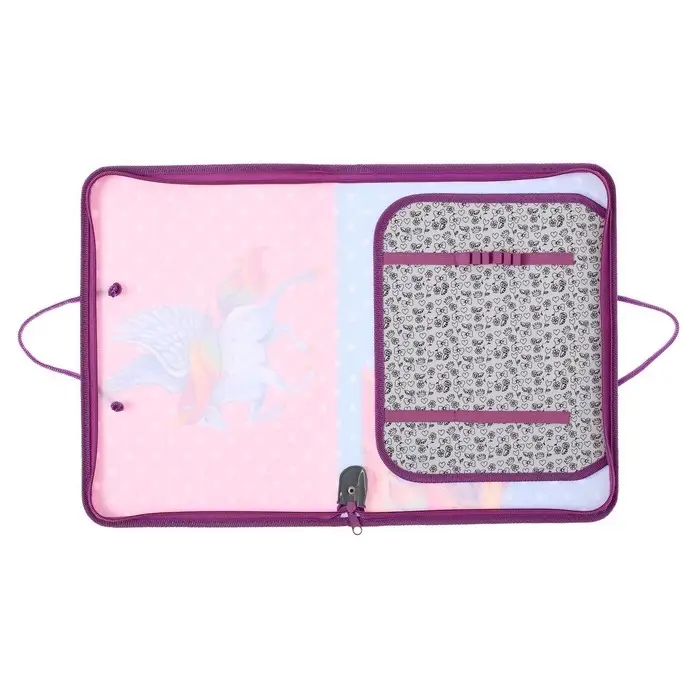 Папка для труда А4 с ручками, 325 х 230 х 25 мм, молния вокруг, откидная планка, пластиковая, ПТР-6 Calligrata "Единорог"