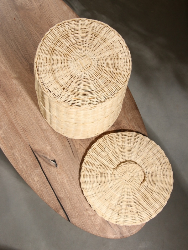 Корзина для белья с крышкой, 35х35х40 см, ротанг