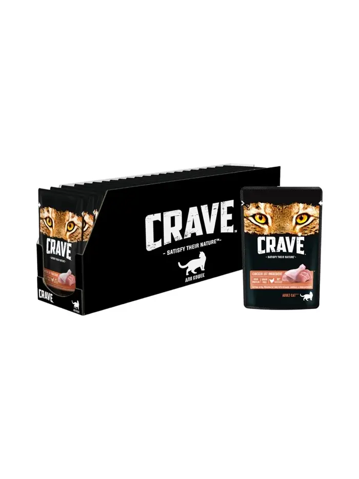 Влажный корм Crave для кошек, пауч курица в желе 70г Влажный корм Crave для кошек, пауч курица в желе 70г