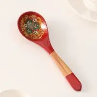 Ложка деревянная &laquo;Краснушка&raquo;, с плоским черенком, 20.2&times;6.2 см, хохлома, ручная роспись