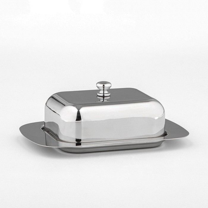 Маслёнка из нержавеющей стали, 19×12×7 см, цвет серебряный Маслёнка из нержавеющей стали, 19×12×7 см, цвет серебряный