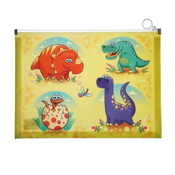 Папка-конверт на молнии формат А4, 180мкр, с рисунком Папка-конверт на молнии формат А4, 180мкр, с рисунком "Драконы", МИКС