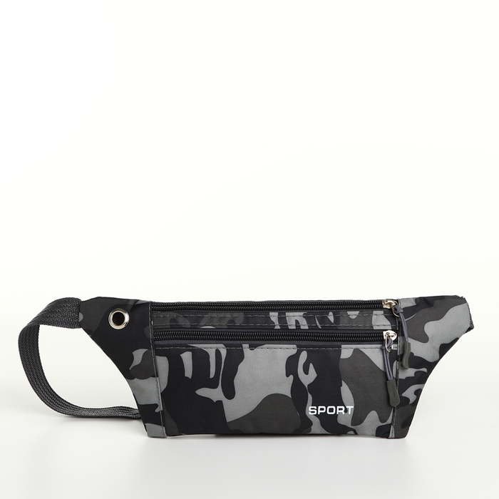 Сумка поясная на молнии, наружный карман, разъём для USB, цвет серый