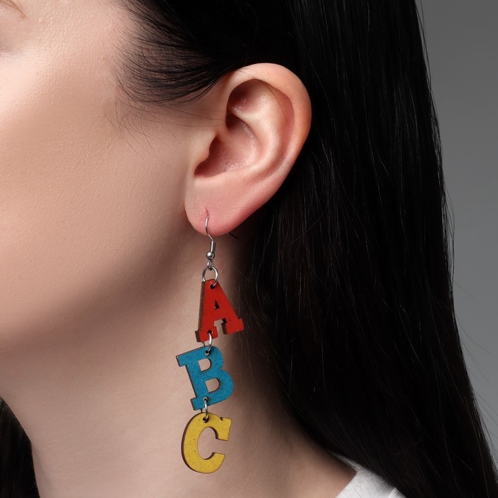 Серьги «Школа» ABC, цветные в серебре Серьги «Школа» ABC, цветные в серебре