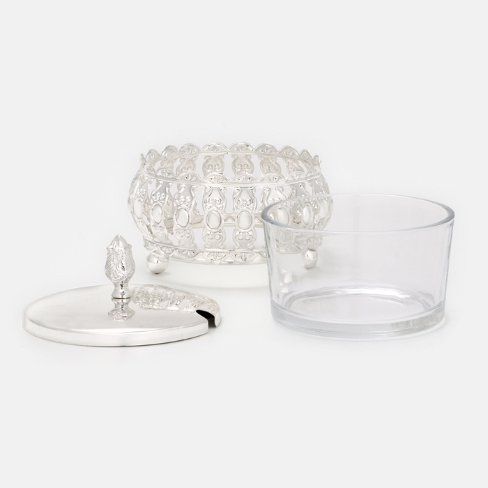 Сахарница металлическая «Ажур» с ложкой, 200 мл, 10×10 см Сахарница металлическая «Ажур» с ложкой, 200 мл, 10×10 см