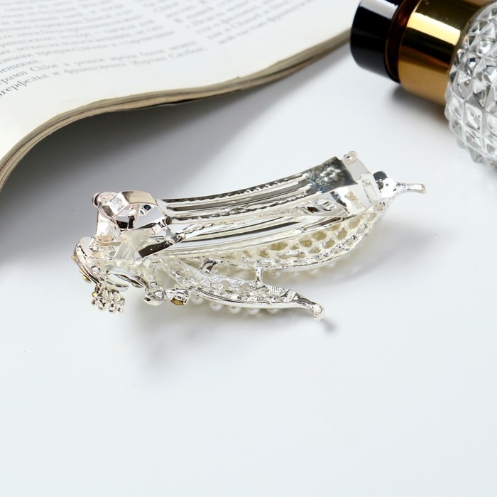 Заколка-автомат для волос Заколка-автомат для волос "Гелая" жар-птица, 9 см, серебристо-белый