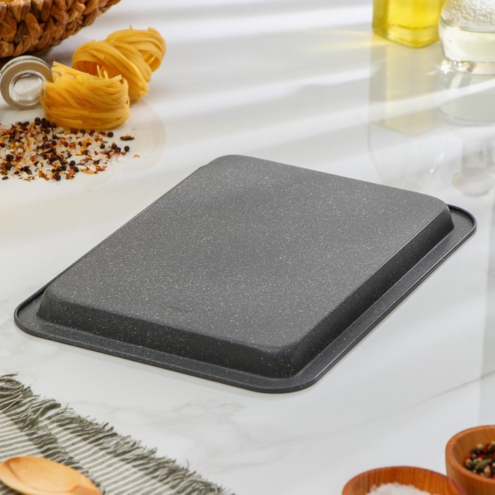 Противень Доляна «Элин Мрамор. Прямоугольник», 33×23×2 см, антипригарное покрытие, цвет серый Противень Доляна «Элин Мрамор. Прямоугольник», 33×23×2 см, антипригарное покрытие, цвет серый