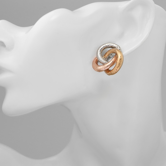 Серьги металл «Переплетение» трио, цвет серебряно-золотой Серьги металл «Переплетение» трио, цвет серебряно-золотой