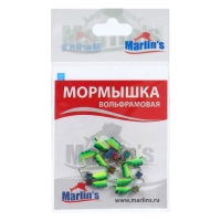 Мормышка вольфрам Marlin's Гвоздекубик, 3 мм, 0.95 г, зеленый, желтый + бензин, 10 шт