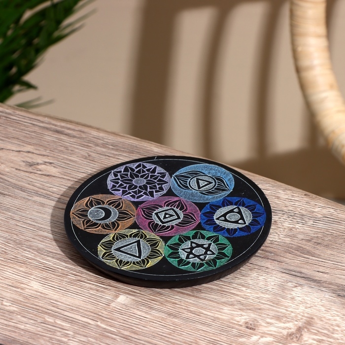 Подставка для благовония  Подставка для благовония "7 чакр" камень 12,5 см