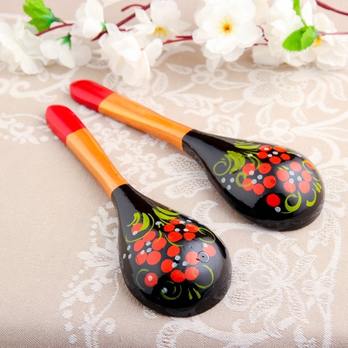 Ложка «Чернушка», салатная, 6×21, хохлома Ложка «Чернушка», салатная, 6×21, хохлома
