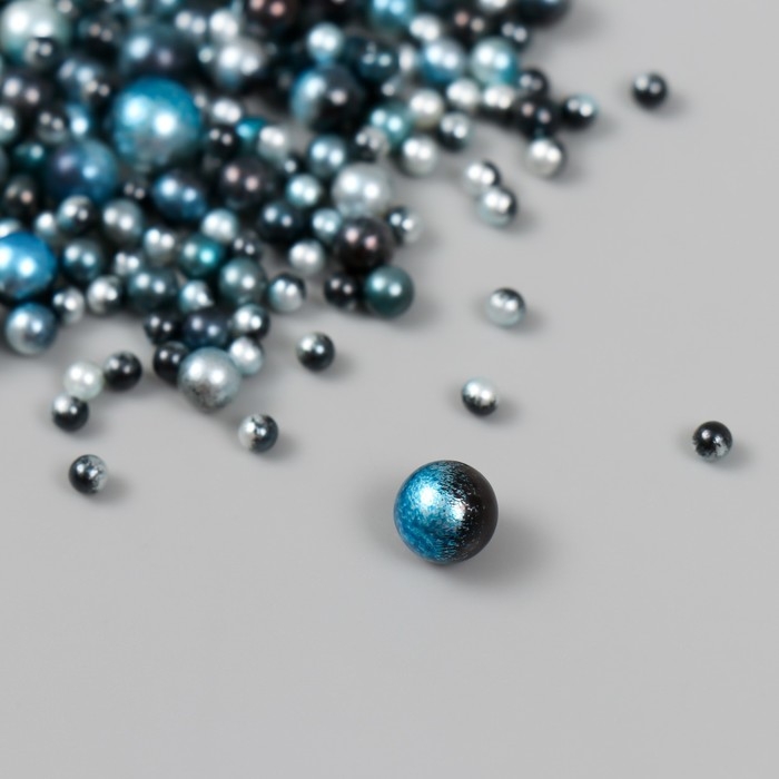 Декор для творчества пластик Декор для творчества пластик "Круглые. Градиент. Русалка синяя" d=3-8мм, набор 10 гр
