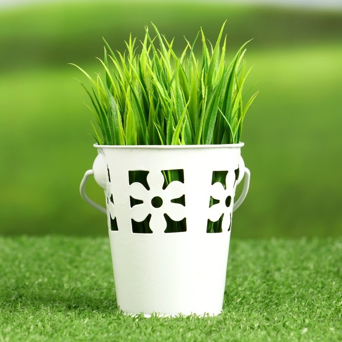 Кашпо  Кашпо "Ведерко" бабочки, цветы, МИКС, 7х8см