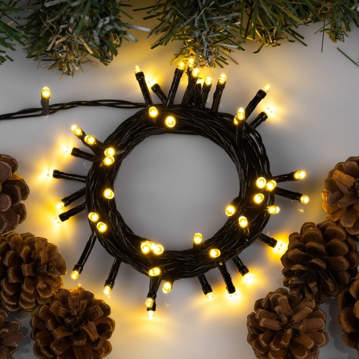 Гирлянда «Нить» 5 м, IP20, тёмная нить, 50 LED, свечение тёплое белое, 8 режимов, 220 В Гирлянда «Нить» 5 м, IP20, тёмная нить, 50 LED, свечение тёплое белое, 8 режимов, 220 В