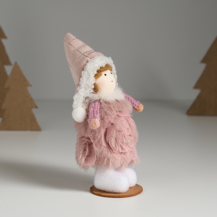 Кукла интерьерная Кукла интерьерная "Девочка в тёплом розовом платьишке" 5,5х5,5х13,5 см