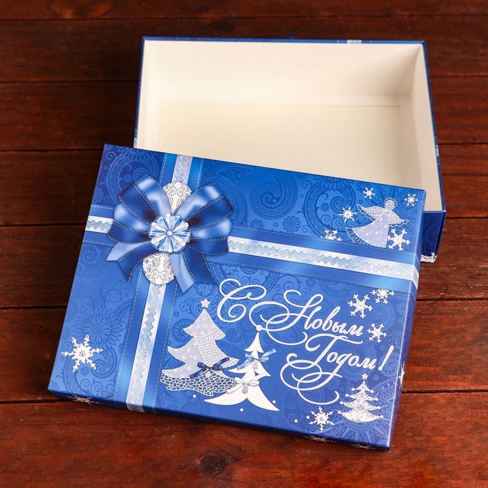 Новый год. Подарочная коробка Новый год. Подарочная коробка "Подарочная коробка синяя", 23,5 х 6,5 х 18,7 см