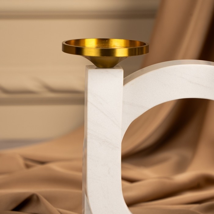 Подсвечник латунь, мрамор «Камелия» 19 х 18 х 8 см