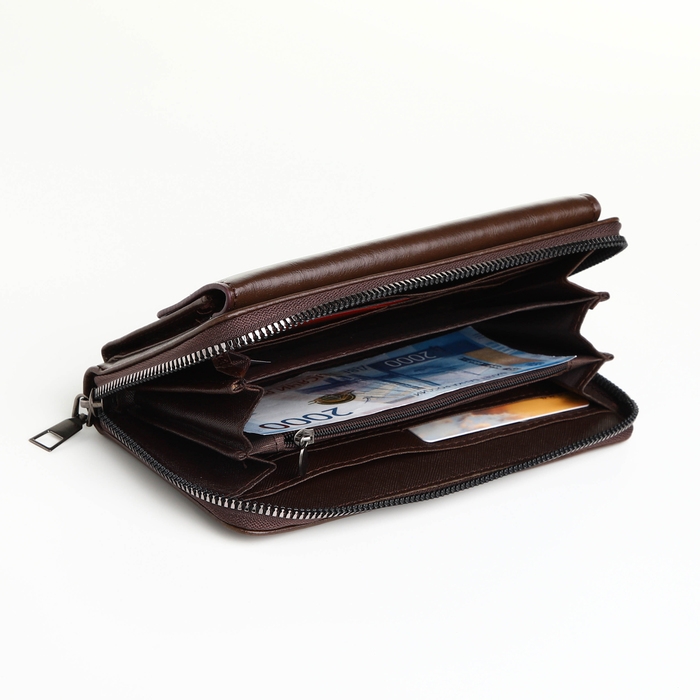 Портмоне мужское на молнии, отдел для карт, монет, цвет коричневый Портмоне мужское на молнии, отдел для карт, монет, цвет коричневый