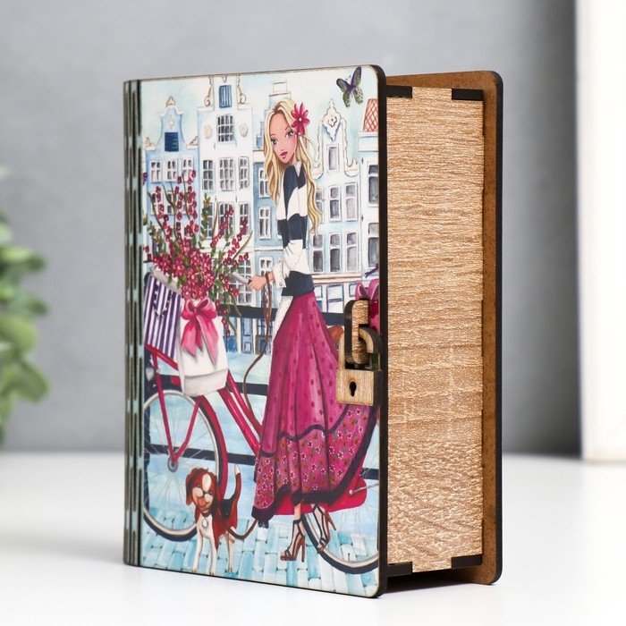 Шкатулка-книга  Шкатулка-книга "Велопрогулка" 14х12х5 см
