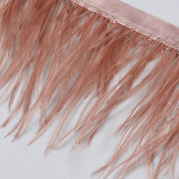 Тесьма с перьями страуса, 8-10 см, 5 ± 0,5 м, цвет лососёвый Тесьма с перьями страуса, 8-10 см, 5 ± 0,5 м, цвет лососёвый