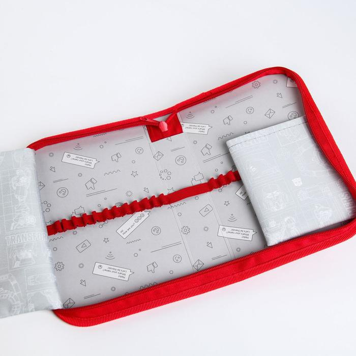 Пенал каркасный, 1 секция, 140х210х40 мм, откидной карман, тканевый, Трансформеры Пенал каркасный, 1 секция, 140х210х40 мм, откидной карман, тканевый, Трансформеры