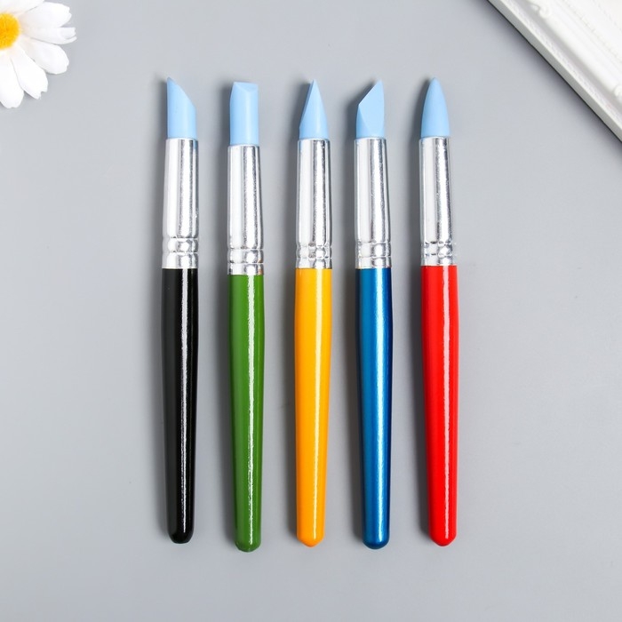 Набор инструментов для придания формы Набор инструментов для придания формы "Краски" 5 шт h=17,5 и 18 см дерево, металл, резина