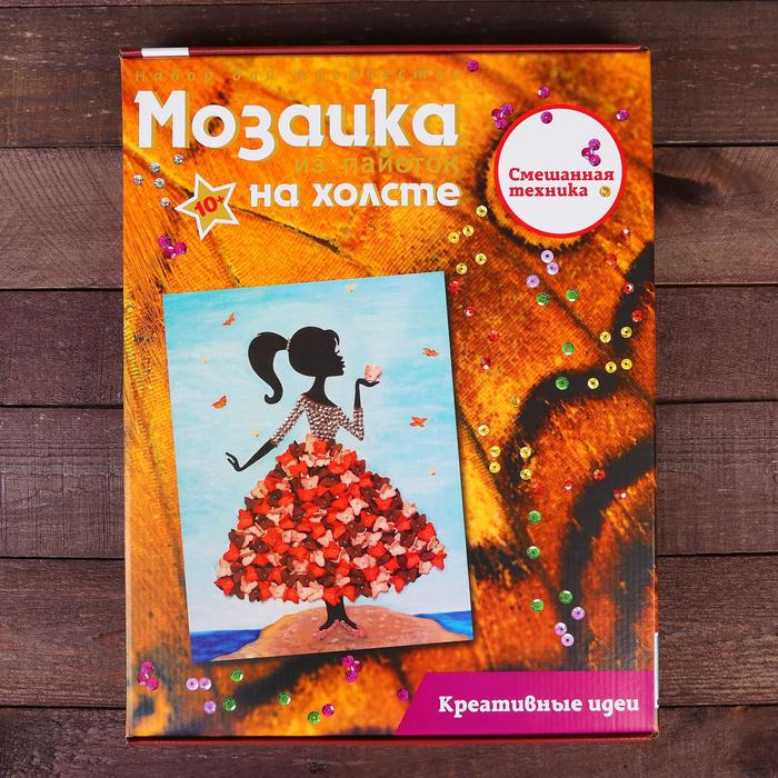 Мозаика из пайеток на холсте «Девочка с бабочками» Мозаика из пайеток на холсте «Девочка с бабочками»