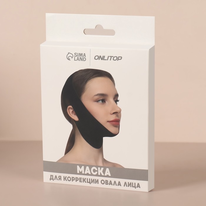 Маска текстильная для коррекции овала лица, на липучке, 62 × 9,5 см, цвет чёрный/розовый Маска текстильная для коррекции овала лица, на липучке, 62 × 9,5 см, цвет чёрный/розовый