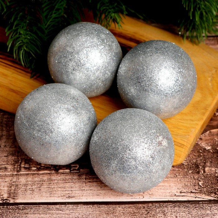 Фигурка для поделок и декора «Шар», набор 4 шт., размер 1 шт: 6 см, цвет серебро Фигурка для поделок и декора «Шар», набор 4 шт., размер 1 шт: 6 см, цвет серебро