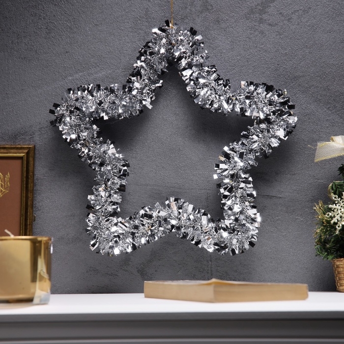 Светодиодная фигура из мишуры «Звезда красная» 30 × 5 см, 20 LED, батарейки AG10х3 (в комплекте), свечение тёплое белое Светодиодная фигура из мишуры «Звезда красная» 30 × 5 см, 20 LED, батарейки AG10х3 (в комплекте), свечение тёплое белое