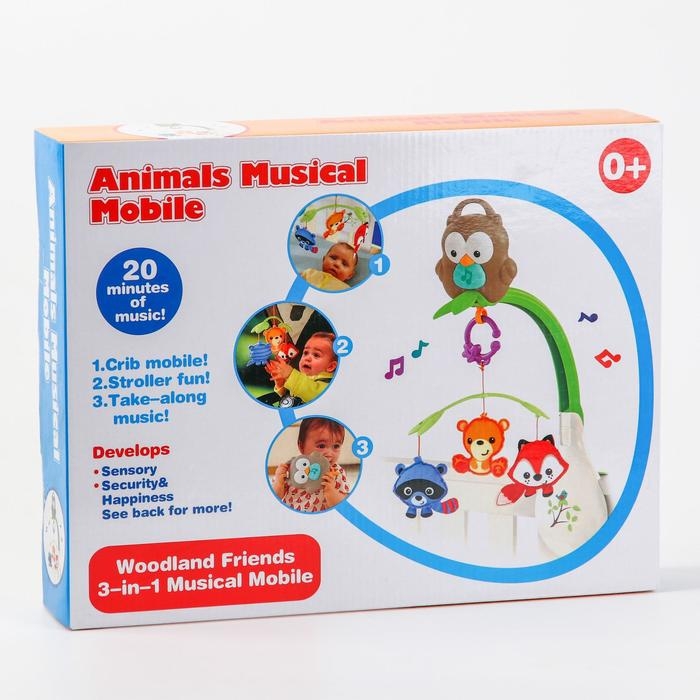 Мобиль музыкальный на кроватку «Тропический лес. Совушка», 3 игр., на батарейках, съемный муз.блок Мобиль музыкальный на кроватку «Тропический лес. Совушка», 3 игр., на батарейках, съемный муз.блок