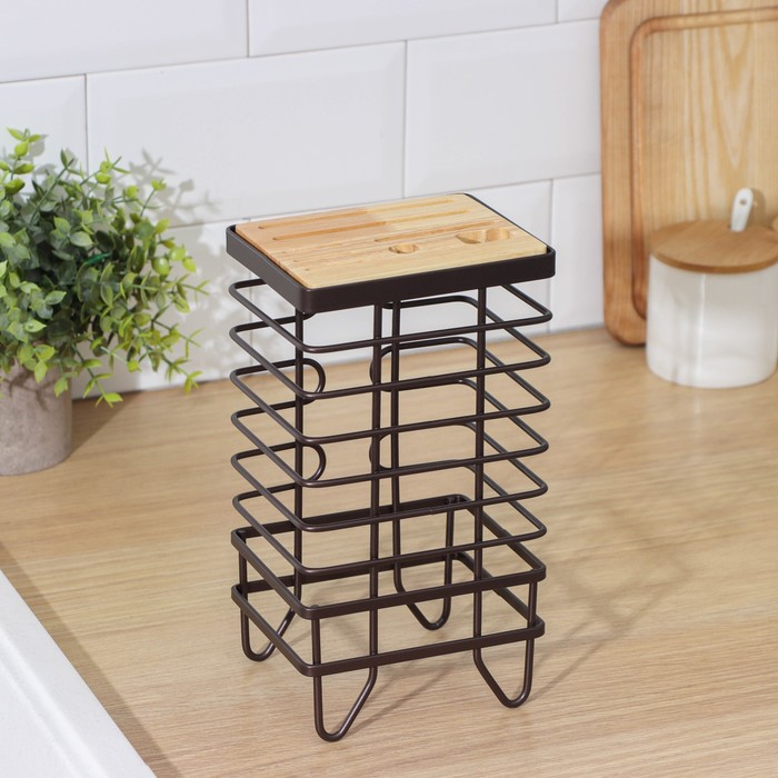 Подставка для ножей Доляна «Лофт», 13×10,5×23 см, цвет коричневый Подставка для ножей Доляна «Лофт», 13×10,5×23 см, цвет коричневый