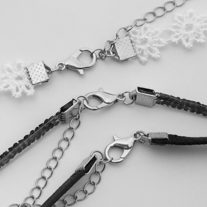 Чокер «Трио» цветы (набор 3 шт.), цвет чёрно-белый, 32 см Чокер «Трио» цветы (набор 3 шт.), цвет чёрно-белый, 32 см