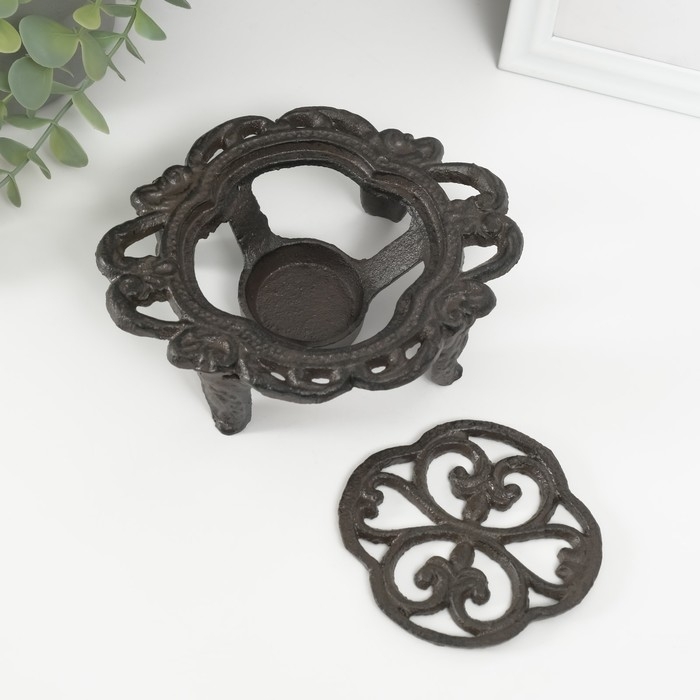 Подставка для греющей свечи на 1 свечу чугун Подставка для греющей свечи на 1 свечу чугун "Лилия" 15х12,5х5 см