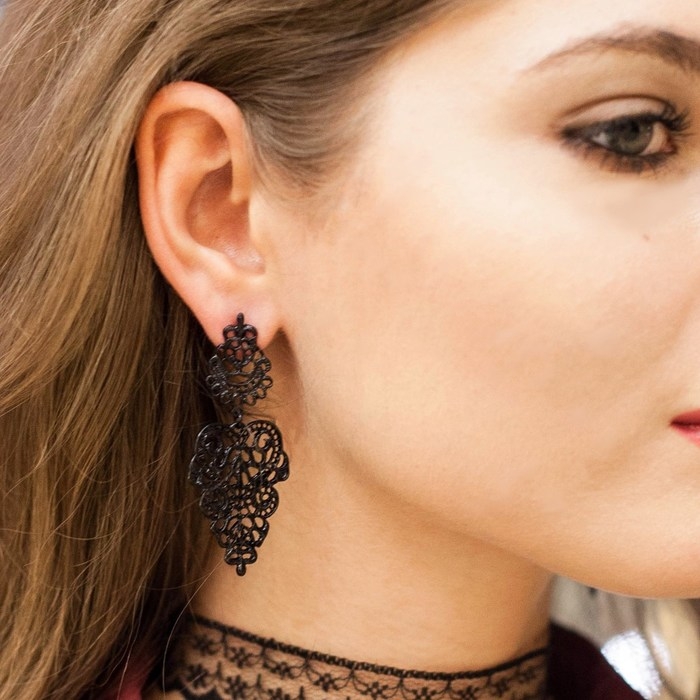 Серьги металл «Люстры» монелия, цвет чёрный Серьги металл «Люстры» монелия, цвет чёрный