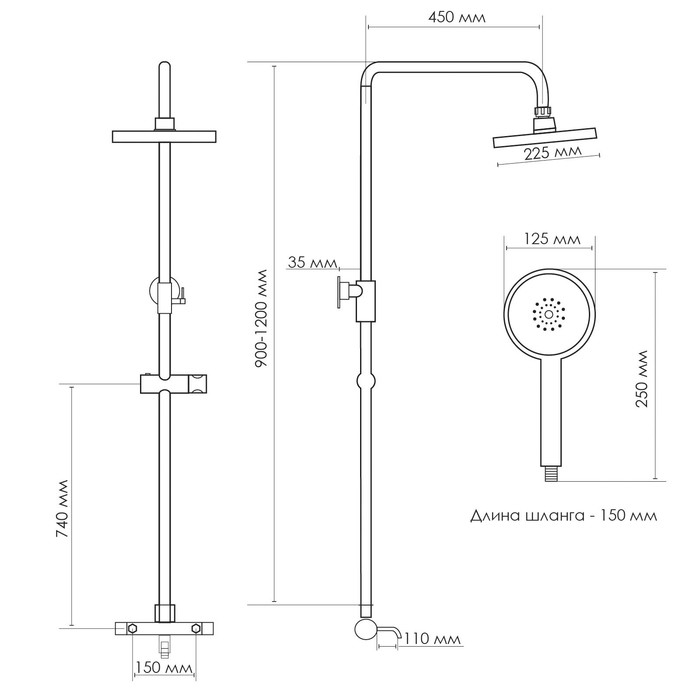 Душевая система ZEIN Z3895, с термостатом, лейка верхняя d=23 см, ручная 12,5 см, чёрная Душевая система ZEIN Z3895, с термостатом, лейка верхняя d=23 см, ручная 12,5 см, чёрная