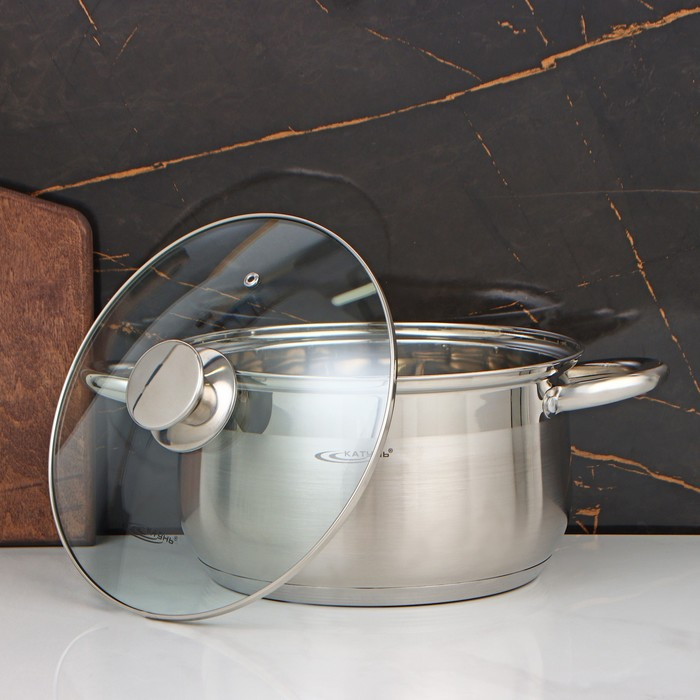 Кастрюля «Диана», 6 л, d=24 см, капсульное дно, стеклянная крышка, индукция Кастрюля «Диана», 6 л, d=24 см, капсульное дно, стеклянная крышка, индукция