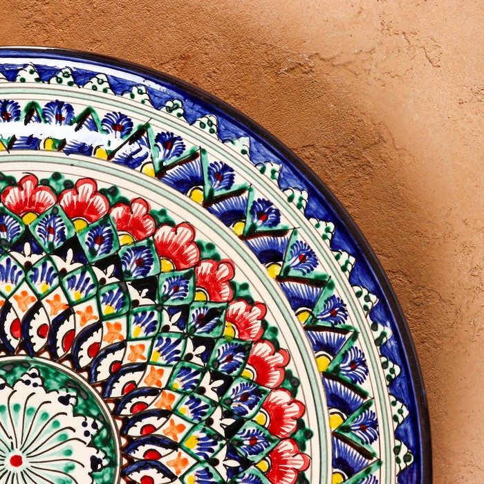 Ляган Риштанская Керамика  Ляган Риштанская Керамика "Узоры", 36 см, синий