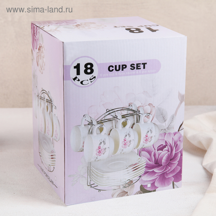 Сервиз чайный керамический на металлической подставке «Бланш», 19 предметов: 6 чашек 170 мл, 6 блюдец 13,5 см, 6 ложек, цвет белый Сервиз чайный керамический на металлической подставке «Бланш», 19 предметов: 6 чашек 170 мл, 6 блюдец 13,5 см, 6 ложек, цвет белый