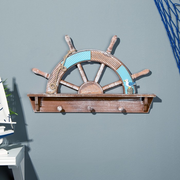 Вешалка-штурвал, 3 крючка, 45*28см Вешалка-штурвал, 3 крючка, 45*28см