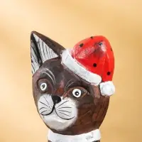 Фигура интерьерная &laquo;Кот новогодний&raquo;, 14&times;10&times;40 см, дерево