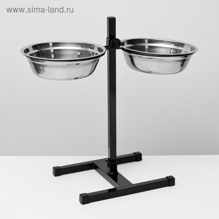 Подставка с мисками, 2 х 2 л, высота 50 см, разборная, чёрная Подставка с мисками, 2 х 2 л, высота 50 см, разборная, чёрная