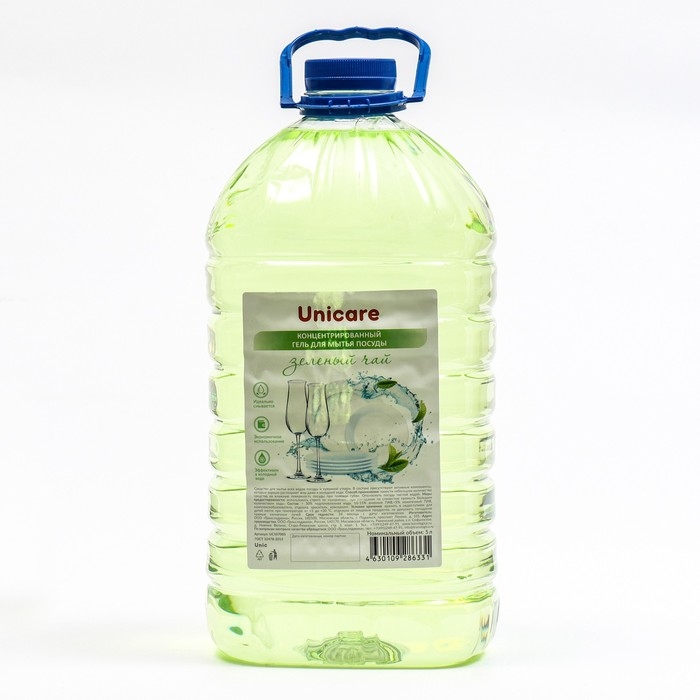 Гель для мытья посуды UNICARE  Гель для мытья посуды UNICARE "Зеленый чай", ПЭТ, 5л