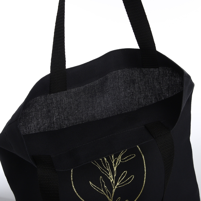 Шопер Шопер "Эко", 35х0,5х40, принт с блёстками, без подклада, чёрный