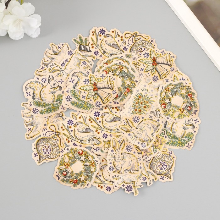 Наклейки для творчества Наклейки для творчества "Новый год. Винтаж" тиснение золото набор 48 шт 9х7х0,8 см