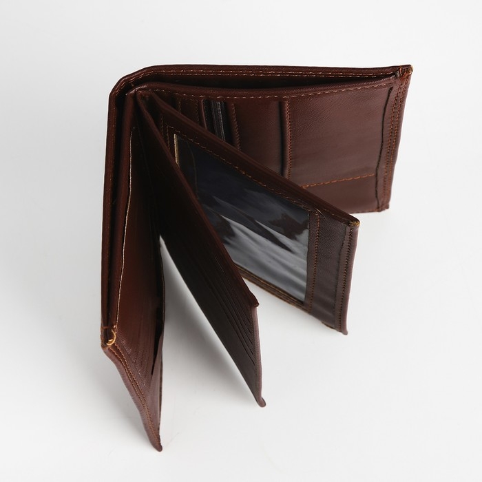 Портмоне мужское без застёжки, 3 в 1, отдел автодокументов, паспорта, карт, купюр, цвет коричневый Портмоне мужское без застёжки, 3 в 1, отдел автодокументов, паспорта, карт, купюр, цвет коричневый