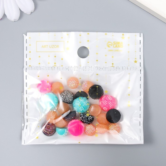 Декор для творчества пластик Декор для творчества пластик "Вязаные шарики" набор 24 шт 1х1х0,8 см