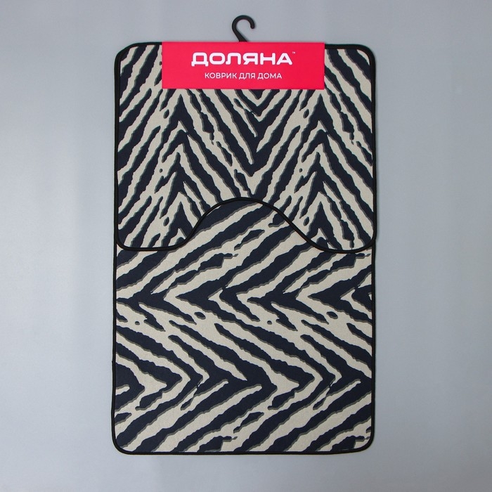 Набор ковриков для ванной и туалета Доляна «Зебра», 2 шт, 50×80 см, 50×40 см Набор ковриков для ванной и туалета Доляна «Зебра», 2 шт, 50×80 см, 50×40 см